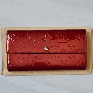 Louis Vuitton Red Vernis Monogram Patent Leather Sarah Long Wallet 🍒